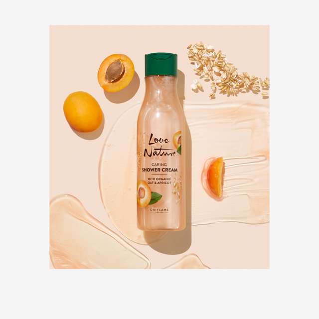 41519 Oriflame – Sữa tắm Oriflame Love Nature Caring Shower Cream With Organic Oat and Apricot Quả Mơ và Yến Mạch hữu cơ